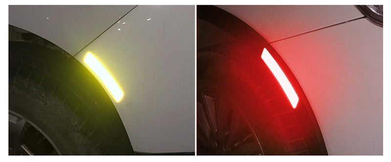 Allure Auto® 4pcs 3D Super Reflective Stickers Carbon Fiber Strips Car Side Door Edge Bumper Anti-Scratch Protection Guards Trim Stickers (Wheel Eyebrow Stickers Yellow) for Maruti XL6 - Image 2