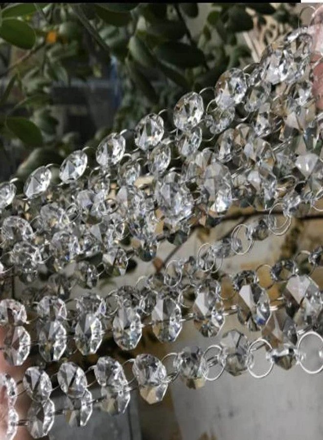 SILVERBILL Crystal Beads Chain,Garland of Clear Chandelier Bead Lamp Chain,Bead Curtain,Chandelier,Octagon Beads,Home & Garden Decoration 6ft - Image 2