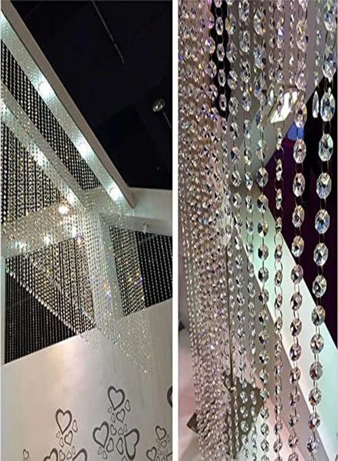 SILVERBILL Crystal Beads Chain,Garland of Clear Chandelier Bead Lamp Chain,Bead Curtain,Chandelier,Octagon Beads,Home & Garden Decoration 6ft - Image 5