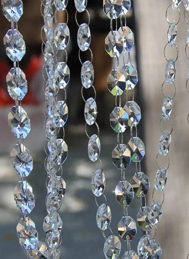 SILVERBILL Crystal Beads Chain,Garland of Clear Chandelier Bead Lamp Chain,Bead Curtain,Chandelier,Octagon Beads,Home & Garden Decoration 6ft - Image 3