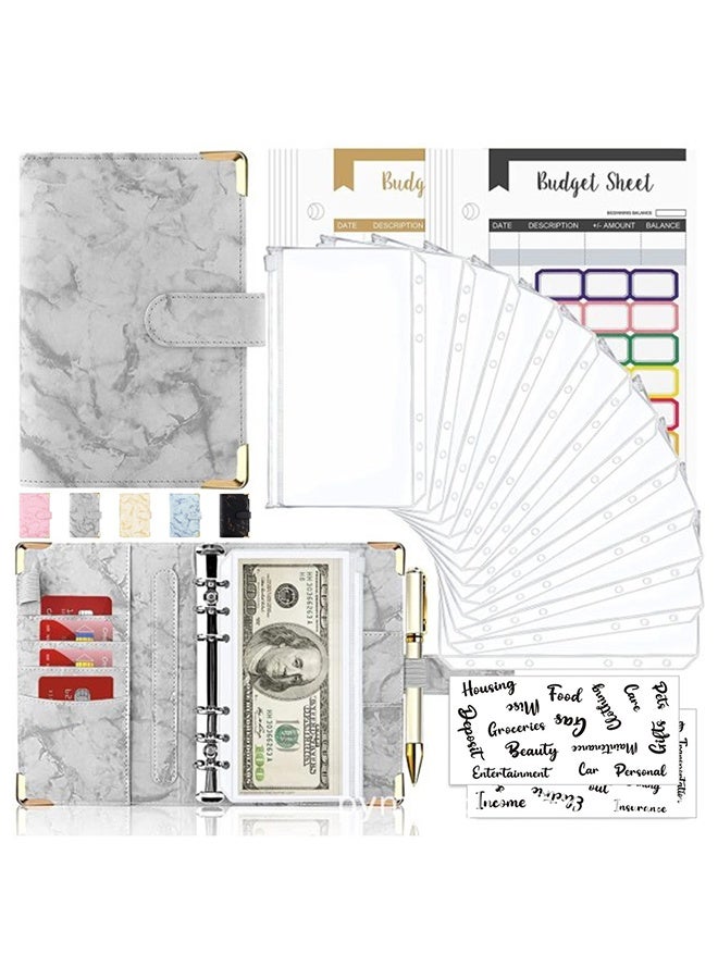 GIFT Budget Binder, Budget Binder with Zipper Envelopes, Cash Envelopes for Budgeting and Saving Money, Money Organizer for Cash, 14Pcs Budget Planner with Cash Envelopes Grey - Image 1
