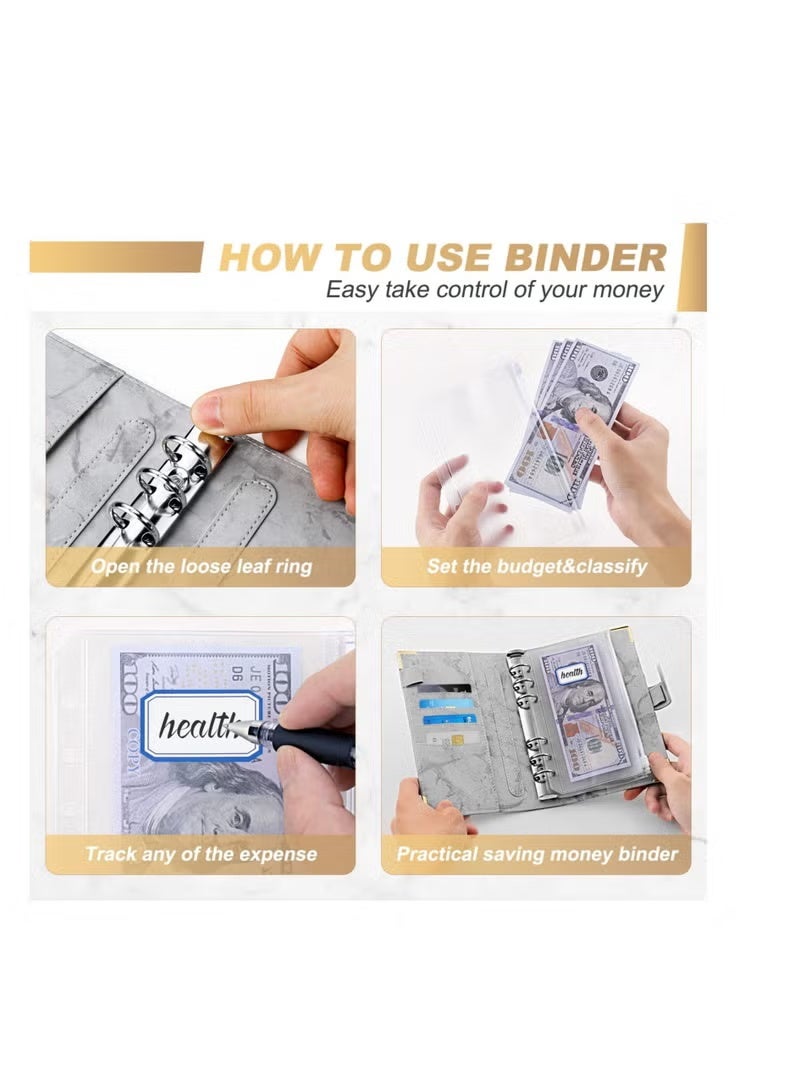 GIFT Budget Binder, Budget Binder with Zipper Envelopes, Cash Envelopes for Budgeting and Saving Money, Money Organizer for Cash, 14Pcs Budget Planner with Cash Envelopes Grey - Image 5
