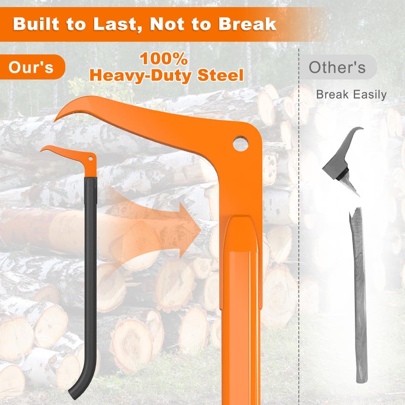 Dolibest 28" Pickaroon Logging Tool, Heavy Duty All Steel Log Hook - Comfortable Grip Handle for Wood Splitting, Landscaping & Camping, All-Weather Forestry & Firewood Tool, Landscaping & Camping - Image 3