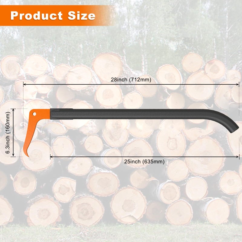 Dolibest 28" Pickaroon Logging Tool, Heavy Duty All Steel Log Hook - Comfortable Grip Handle for Wood Splitting, Landscaping & Camping, All-Weather Forestry & Firewood Tool, Landscaping & Camping - Image 5