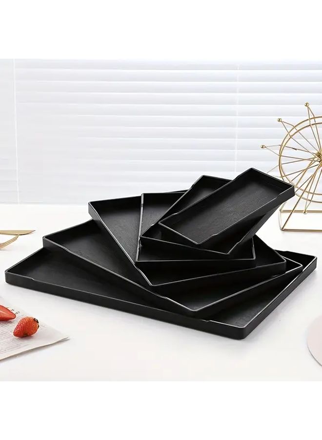 Black Plastic Serving Tray Unbreakable Lightweight Dinner Plate S04 - Image 1