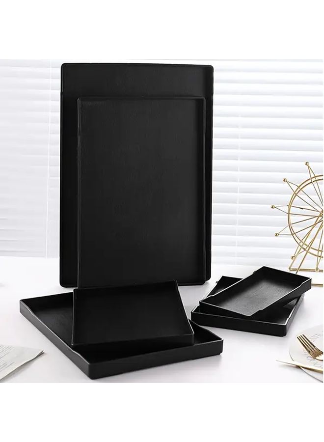Black Plastic Serving Tray Unbreakable Lightweight Dinner Plate S04 - Image 4