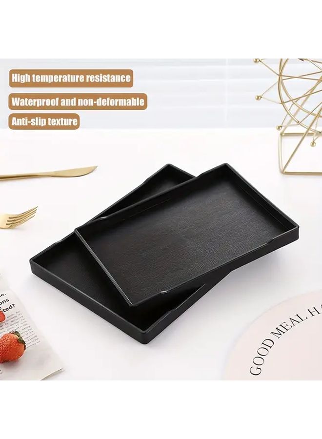 Black Plastic Serving Tray Unbreakable Lightweight Dinner Plate S04 - Image 2