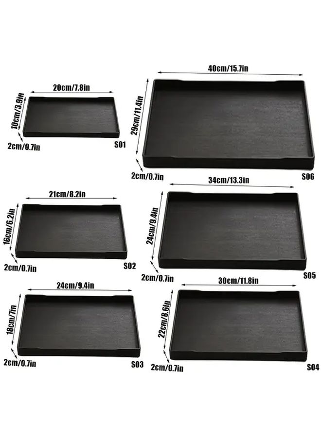 Black Plastic Serving Tray Unbreakable Lightweight Dinner Plate S04 - Image 3