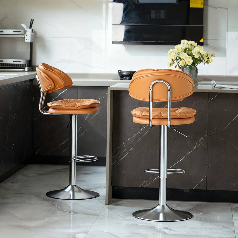 شاربدو كرسي بار 2PCS ، كرسي مستدير صغير عالي الظهر ، كرسي بار عالي قابل للتعديل مريح مع 360 درجة دوار مثالي للمطبخ المنزلي مقابل الطعام كرسي مساند القدم العالي - Image 3