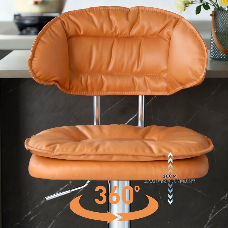 شاربدو كرسي بار 2PCS ، كرسي مستدير صغير عالي الظهر ، كرسي بار عالي قابل للتعديل مريح مع 360 درجة دوار مثالي للمطبخ المنزلي مقابل الطعام كرسي مساند القدم العالي - Image 4