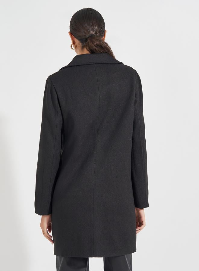 Styli Regular Fit Longline Double Breasted Wool Like Coat - Image 5