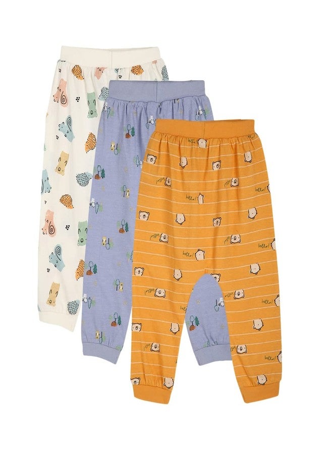 miniklub Baby Full Length Knitted Cotton Multi Color Bottom, Pack Of 3 (3-6M) - Image 1