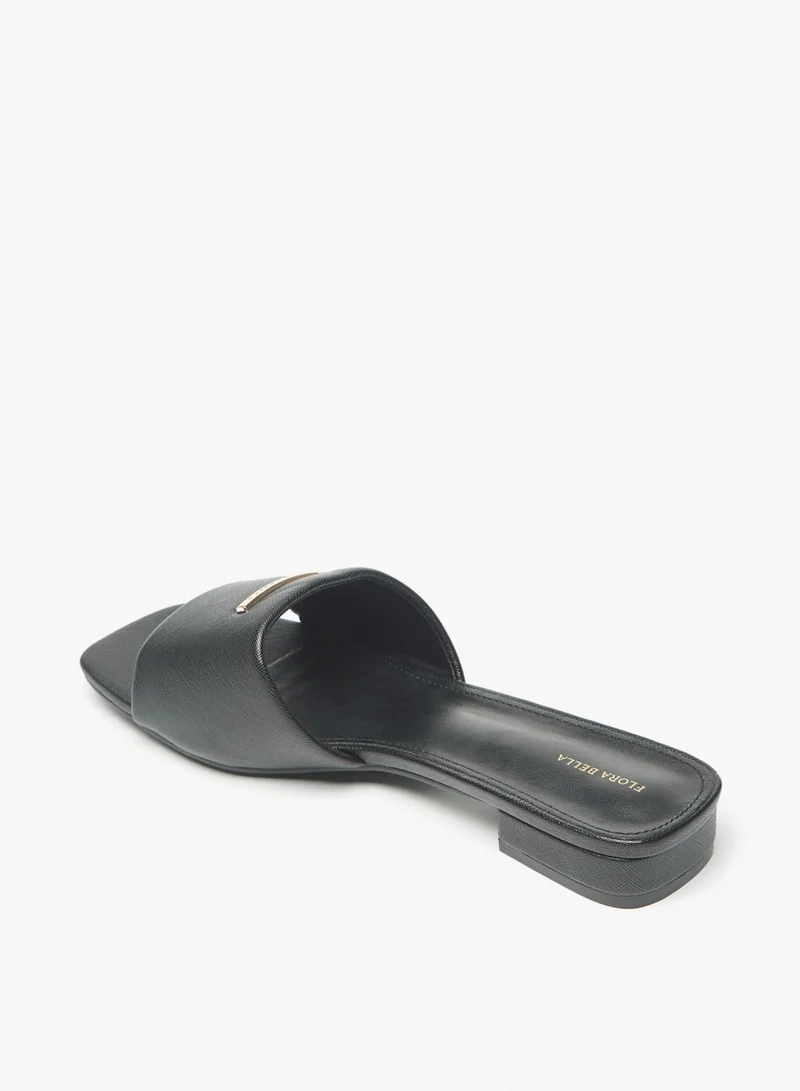 Flora Bella By Shoexpress Womens Logo Detail Slip On Sandals With Block Heels By Shoexpress