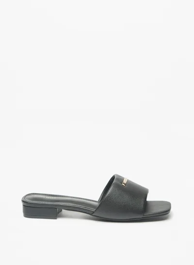Flora Bella By Shoexpress Womens Logo Detail Slip On Sandals With Block Heels By Shoexpress