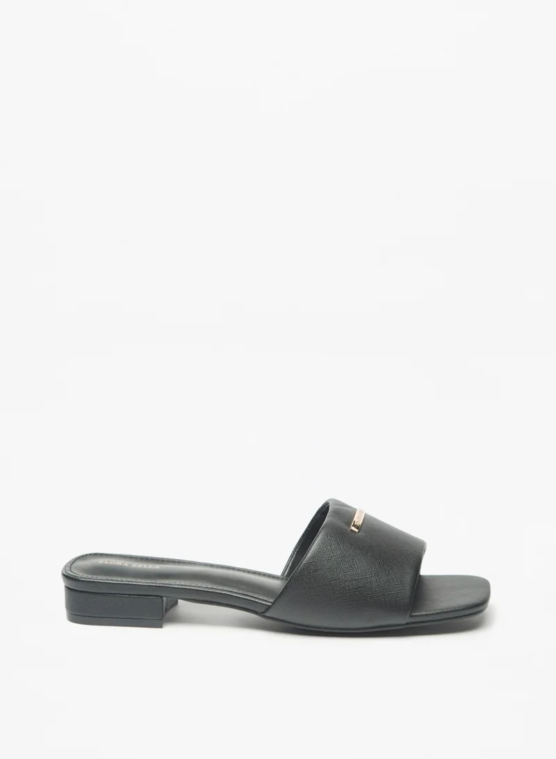 Flora Bella By Shoexpress Womens Logo Detail Slip On Sandals With Block Heels By Shoexpress