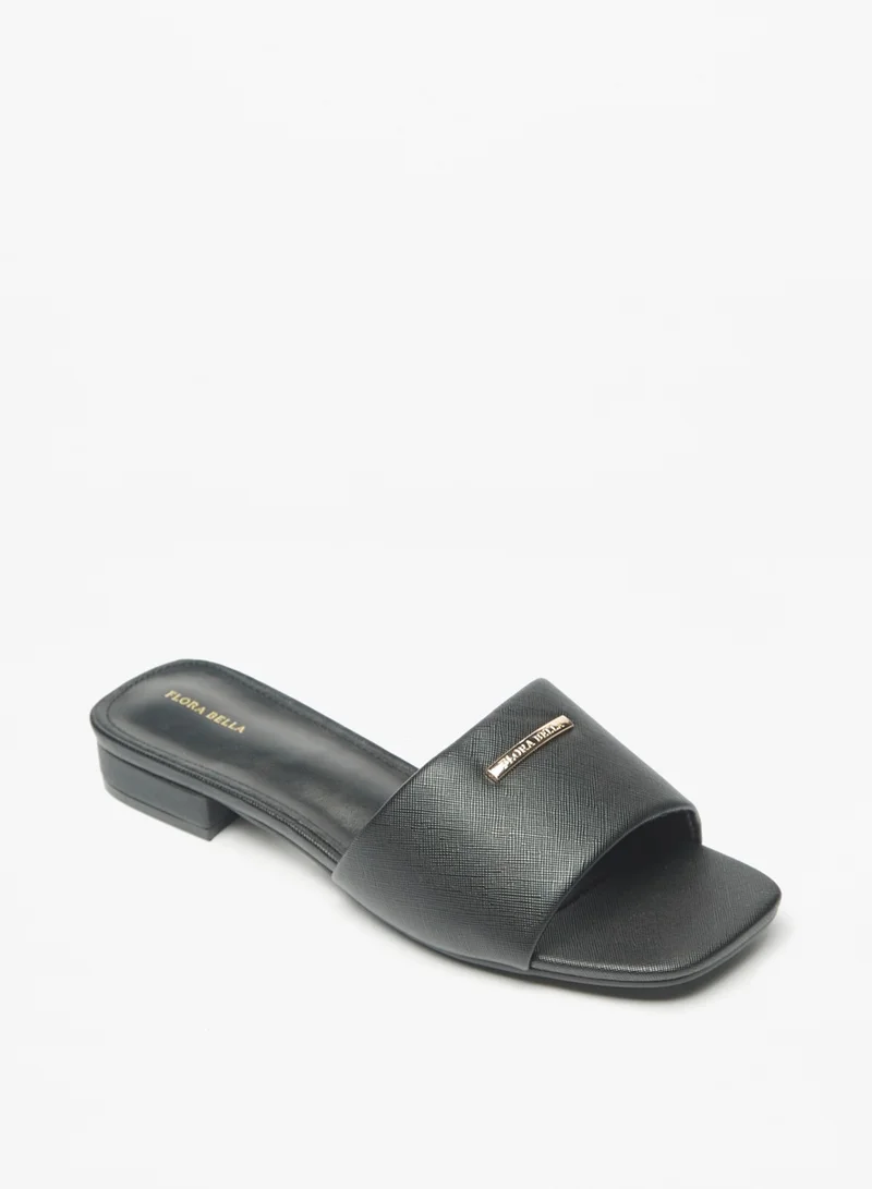 Flora Bella By Shoexpress Womens Logo Detail Slip On Sandals With Block Heels By Shoexpress