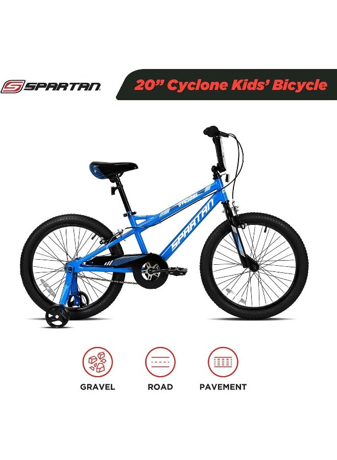 Spartan Cyclone Bike 20 Inch Kids Bike | 20-Inch Wheel Size | With Training Wheels | Adjustable Seat | Single Speed | Blue - Image 3
