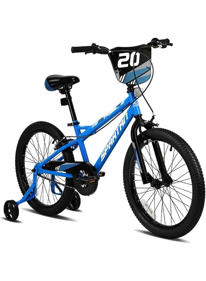 Spartan Cyclone Bike 20 Inch Kids Bike | 20-Inch Wheel Size | With Training Wheels | Adjustable Seat | Single Speed | Blue - Image 1