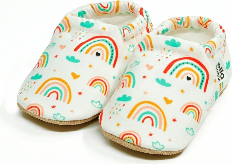 Ella Bonna Patterned Baby Booties, Non-Slip Sole, Home Nursery Shoes Slippers, Rainbow  - Image 1