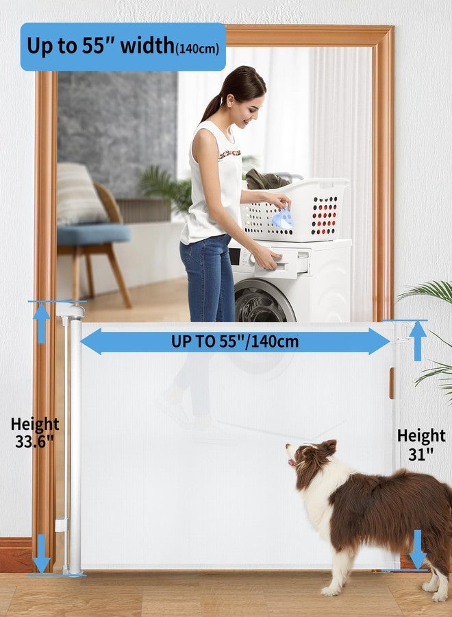 Veraste (2 Pack) Retractable Baby Gate for Doorways and Stairs, Mesh Safety Gate for Pet, Indoor & Outdoor Use, One-Hand Operation, Easy Installation, 33.6" Tall, Expands to 55" Wide（White,33.6"x55" - Image 3