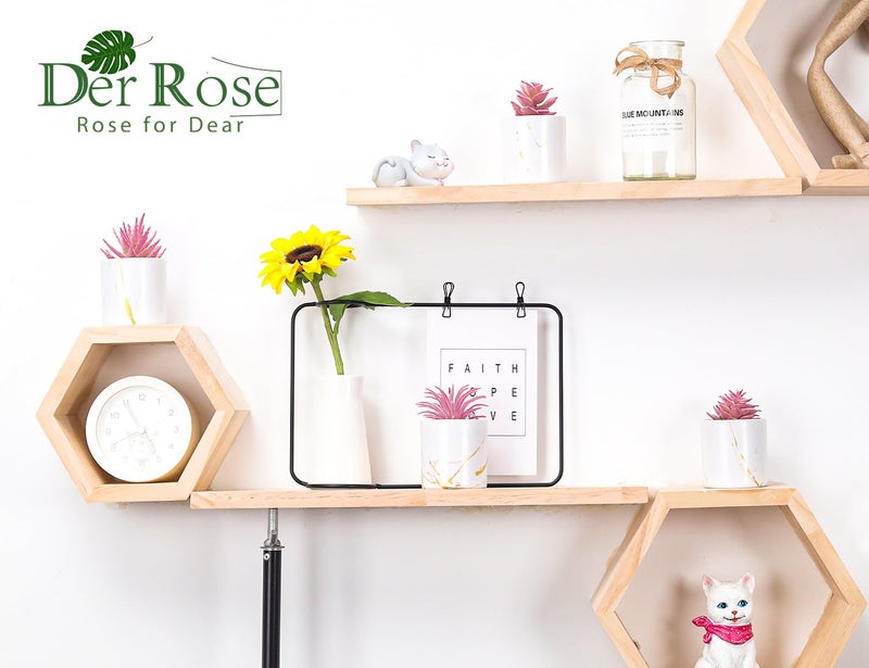 Der Rose 4 Packs Fake Succulents Plants Artificial Indoor for Pink Room Bathroom Decor Office Desk Accessories for Women - Image 4