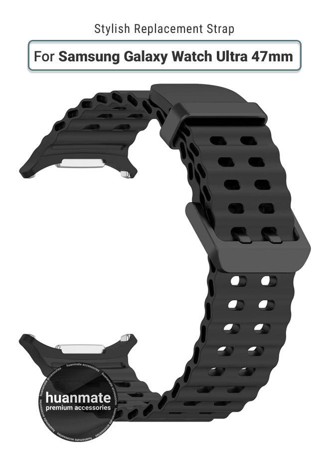 huanmate Samsung Galaxy Watch Ultra 47mm Soft Silicone Replacement Strap - High Quality, Lightweight, Stylish & Durable - Easy Installation - Replacement Strap for Samsung Galaxy Watch Ultra 47mm  - Image 1