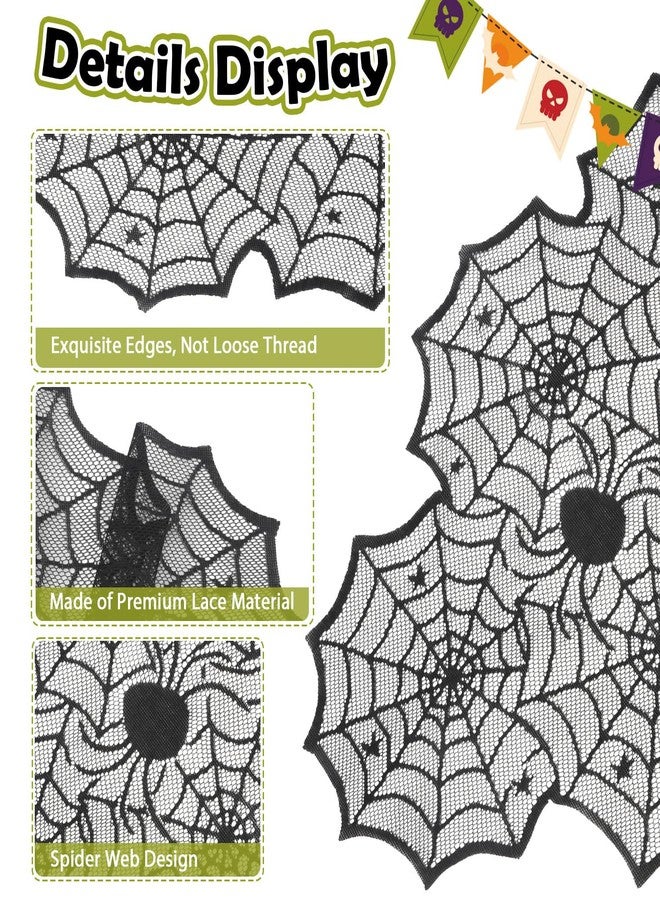 Libemskix Halloween Table Runner, 2 Pcs Black Lace Spider Web Table Runner for Halloween Decor, 18 X 73 Inch Gothic Spider Lace Cover Table Runner for Dining Table Centerpiece Decor, Halloween Table Decorations - Image 4