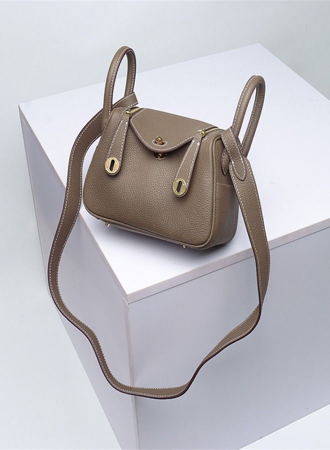 Loquat Leather One-Shoulder Portable Pillow Bag Brown 2  - Image 1