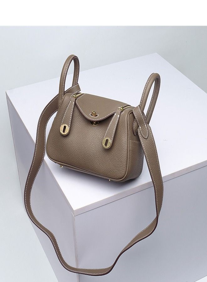 Loquat Leather One-Shoulder Portable Pillow Bag Brown 2  - Image 3