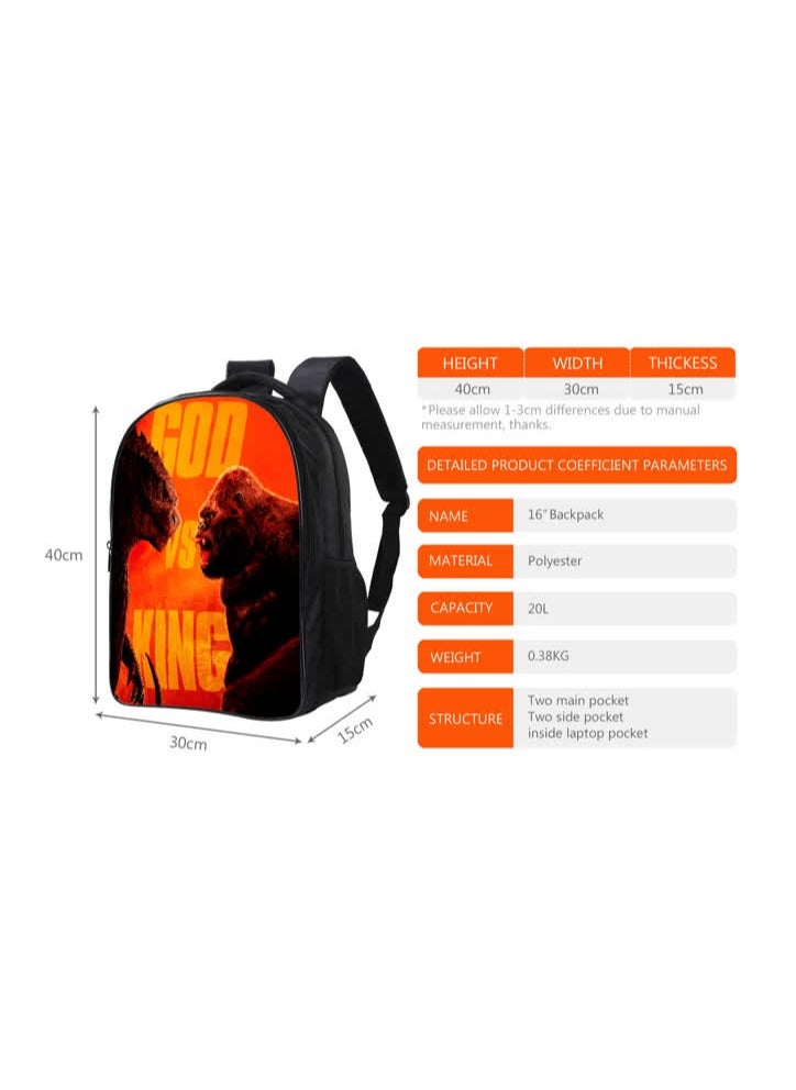 Generic - Godzilla vs. King Kong schoolbag backpack for primary and secondary school students,D6 Godzilla vs. King Kong 5 - Backpack + Satchel + Pen Bag - Image 1