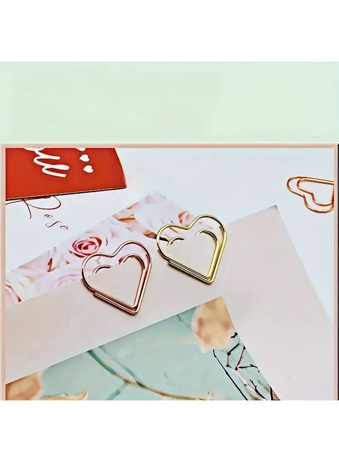 Colorful Heart Shaped Paper Clips 60 Pcs Mix Colors Durable Iron Office School Supplies - Image 1