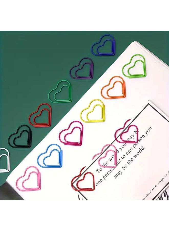 Colorful Heart Shaped Paper Clips 60 Pcs Mix Colors Durable Iron Office School Supplies - Image 2
