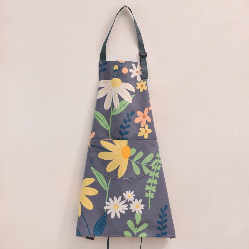 ARBINSON 2 Pack Floral Apron for Women with Pockets, Adjustable Cotton Chef Aprons for Kitchen, Cooking, BBQ & Grill (Green/Leaves) - Image 4