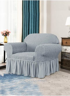 Arabest Elastic Sofa Cover with Skirt,Stretch Sofa Slipcover Furniture Protector Washable Soft Couch Cover for Living Room Elastic Fabric Sofa Cover with Skirt, For Living Room Bed Room For one seater sofa(light grey)  - Image 5