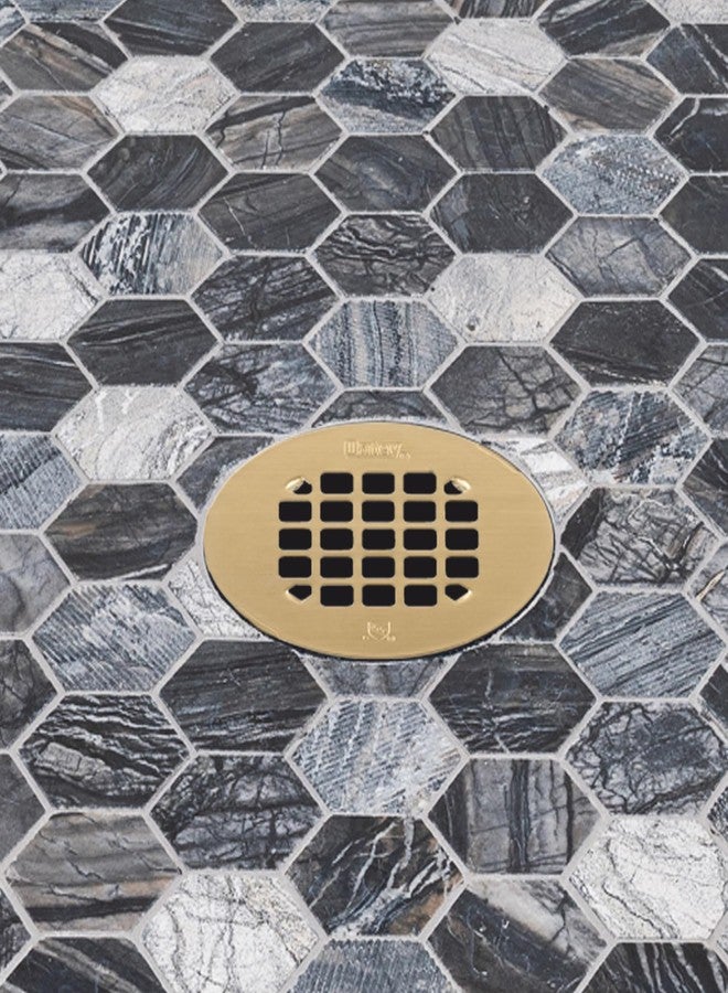 Oatey 42362 Universal 4-1/4 in. Snap-Tite Round Shower Strainer with Tile Ring in Brushed Gold - Image 3