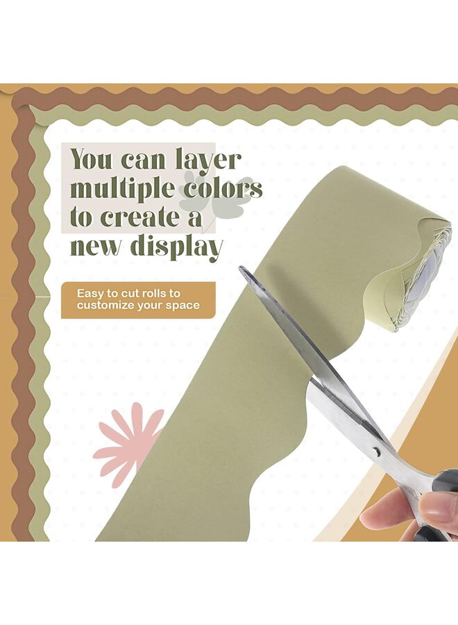 لفات 32.8 قدم حدود لوحات الإعلانات الصفية، حواف لوحة الإعلانات الملونة، ديكورات الفصول الدراسية المقاومة للماء (اللون: أنيق؟ - Image 3