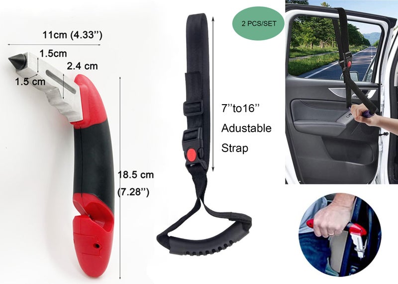 KAKKOII Car Handle Assist Holder, 5 in 1 Vehicle Support Handles, Seatbelt Cutter, Window Breaker, Car Emergency Tool with LED Flashlight for Elderly, Disabled - Image 3
