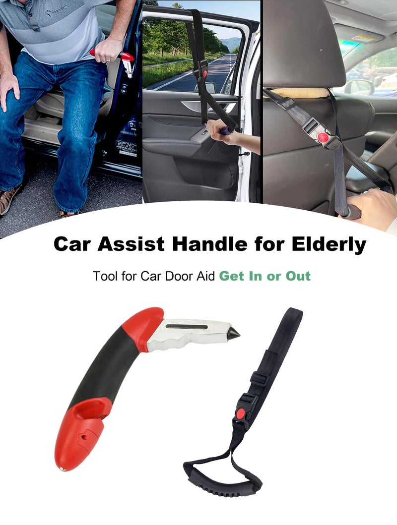 KAKKOII Car Handle Assist Holder, 5 in 1 Vehicle Support Handles, Seatbelt Cutter, Window Breaker, Car Emergency Tool with LED Flashlight for Elderly, Disabled - Image 2