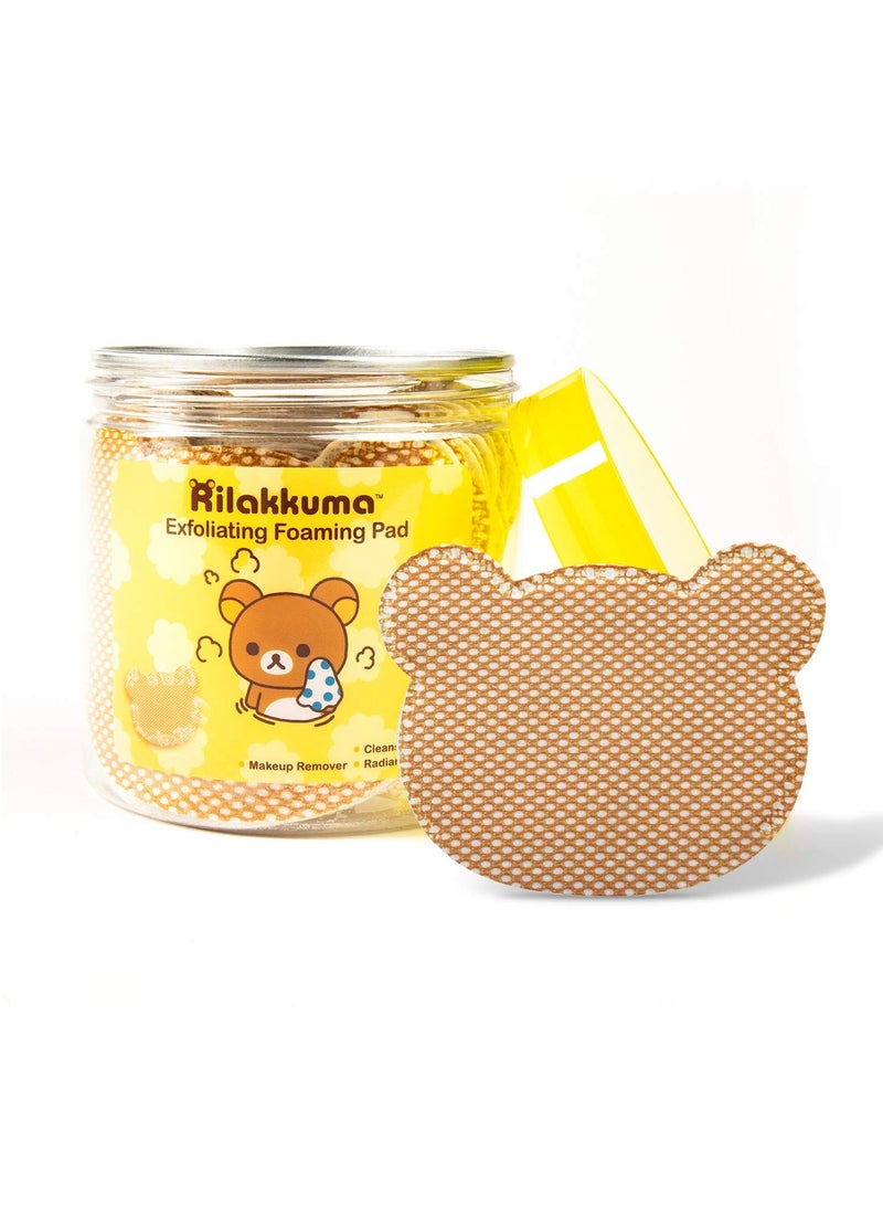 Rilakkuma Rilakkuma Exfoliating Foaming Pad | Makeup Remover and Cleanser | Duo-Sided - For Cleansing and Exfoliating | Infused with Hyaluronic Acid, Enzyme Powder, Vitamin C, and Vitamin A | 20 ct  - Image 1