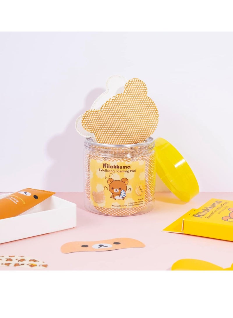 Rilakkuma Rilakkuma Exfoliating Foaming Pad | Makeup Remover and Cleanser | Duo-Sided - For Cleansing and Exfoliating | Infused with Hyaluronic Acid, Enzyme Powder, Vitamin C, and Vitamin A | 20 ct  - Image 3
