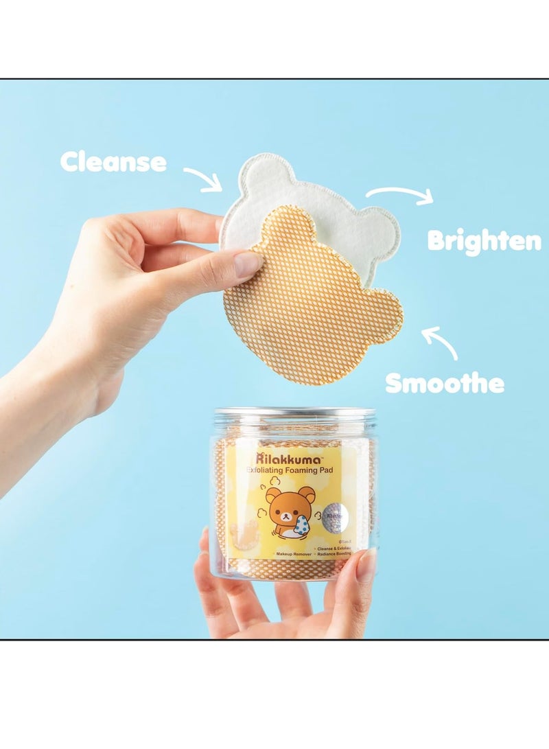 Rilakkuma Rilakkuma Exfoliating Foaming Pad | Makeup Remover and Cleanser | Duo-Sided - For Cleansing and Exfoliating | Infused with Hyaluronic Acid, Enzyme Powder, Vitamin C, and Vitamin A | 20 ct  - Image 4