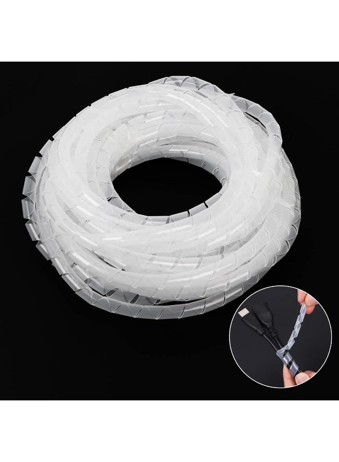 Poaker Spiral Wire Cable Wrap Protective Cable Cover And Tidy Sleeve For Pc Tv Home And Office Cables Spiral Wrapping Band Organizer White 6Mm - Image 4