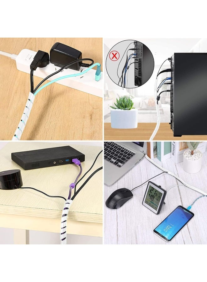 Poaker Spiral Wire Cable Wrap Protective Cable Cover And Tidy Sleeve For Pc Tv Home And Office Cables Spiral Wrapping Band Organizer White 6Mm - Image 5