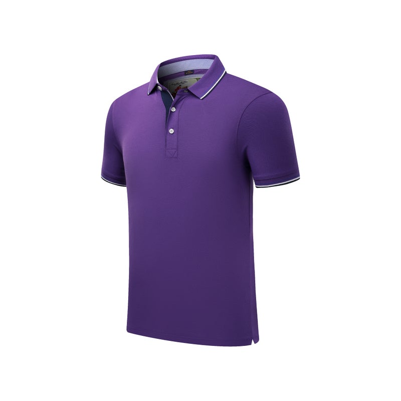 Summer color lapel activity cultural shirt embroidery T-shirt printing logo corporate advertising shirt work clothes custom work clothes Purple 
