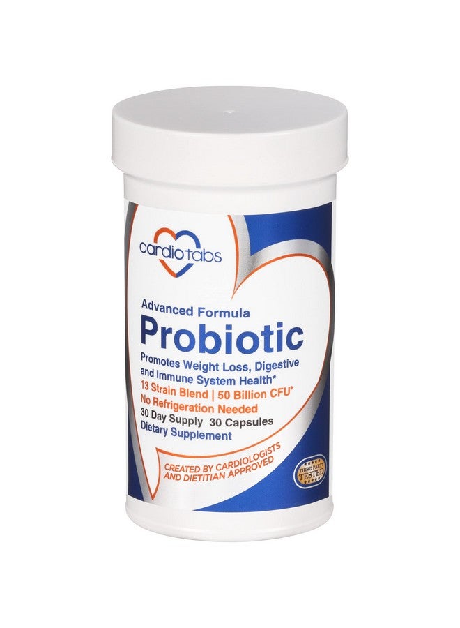 CardioTabs Advanced Probiotic w/ 50 Billion CFU Per Serving, Shelf Stable, Men's and Women's Probiotic Supplement to Stay Fit, 30 Capsules - Image 1