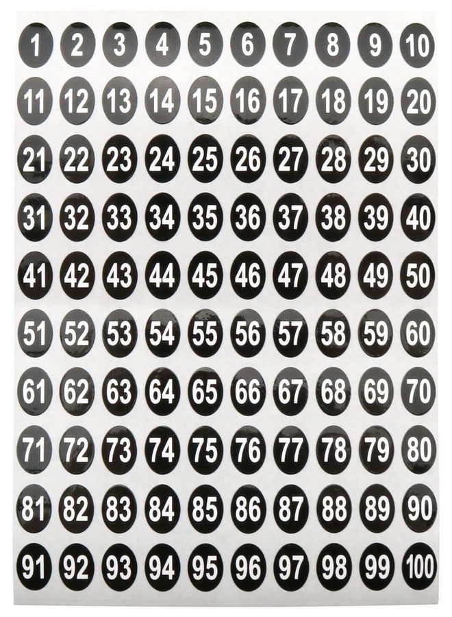 MEETOOT ملصقات أرقام MEETOOT، 20 ورقة، من 1 إلى 100، ملصقات أرقام متسلسلة ذاتية اللصق، دائرية بقطر 0.4 بوصة. - Image 1