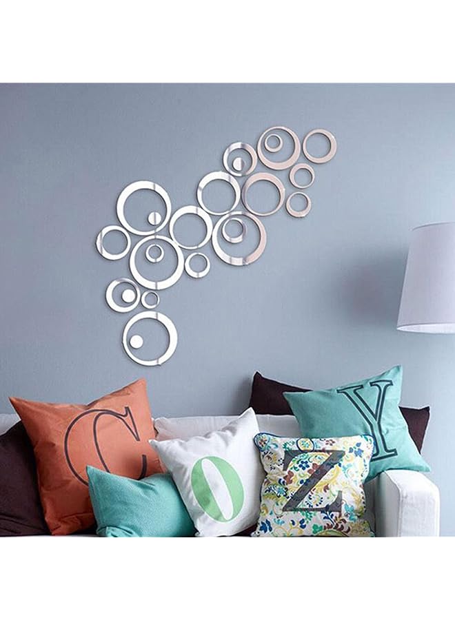 erorex Set Of 24Pcs Wall Sticker Decal Murals Mirrors Circular Ring 3D Mirror Wall Stickers Removable Diy Mirror Wall Sticker For Home Bedroom Background Decor Circular Ring - Image 5