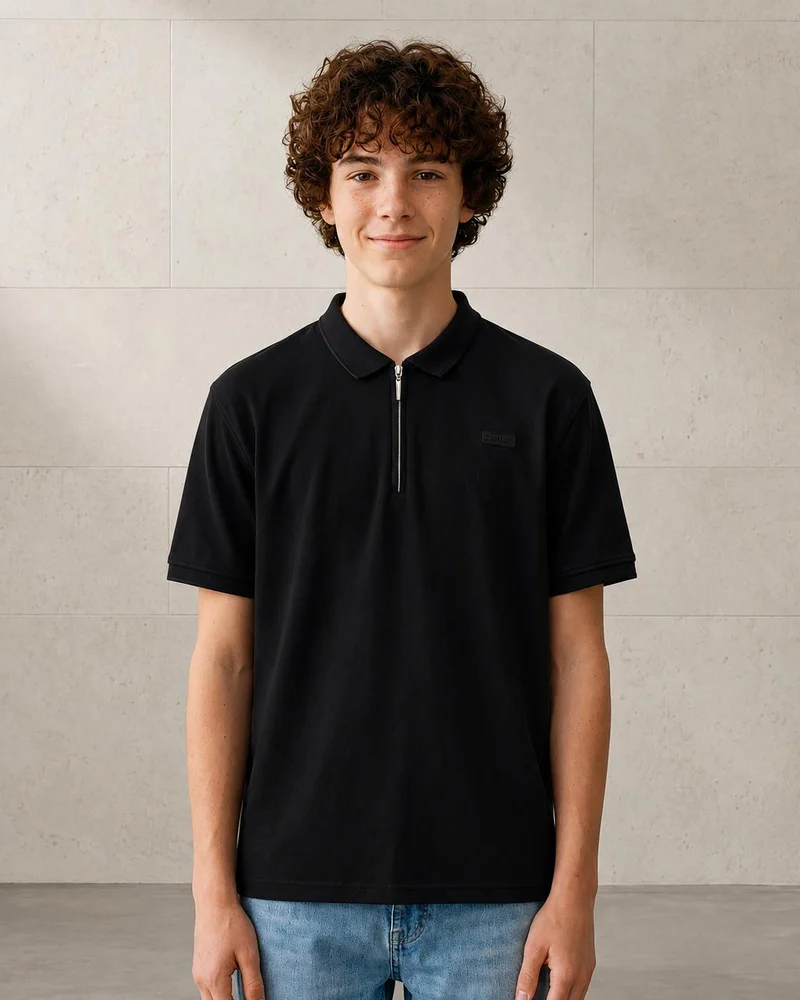 ردتاغ Senior Boys Blue Plain Polo T-shirt