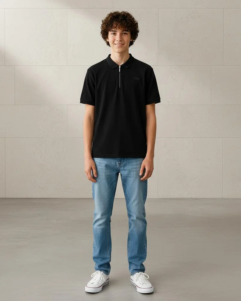 ردتاغ Senior Boys Blue Plain Polo T-shirt