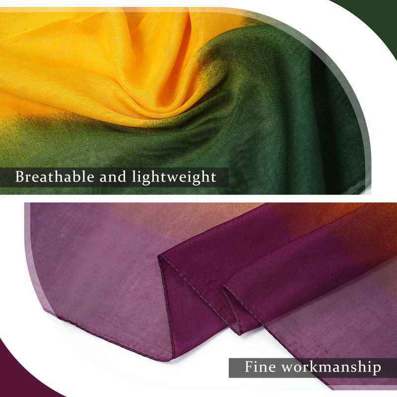 E-Clover Mardi Gras Scarf for Women Lightweight Purple Green Gold Chiffon Sheer Scarf Fashion Chiffon Shawl Wraps - Image 2